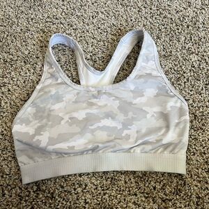 Avia Light Gray & Cream Camo Racerback Sports Bra